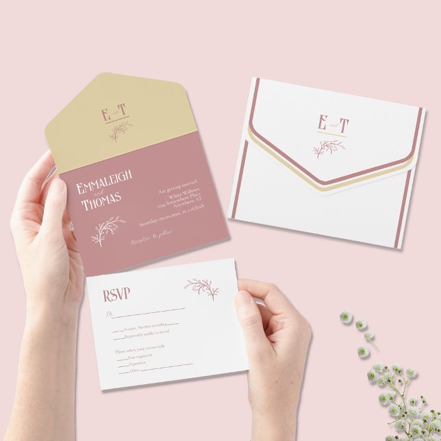 Casamento Simples Moderno Rosa Champanhe + Branco (Criador carregado)
