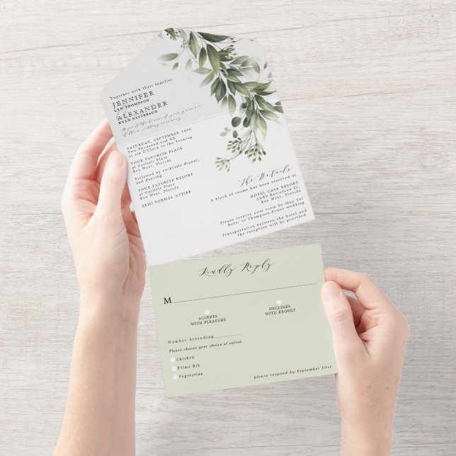 Casamento Simples Monocromático de Eucalyptus (Aba destacável)