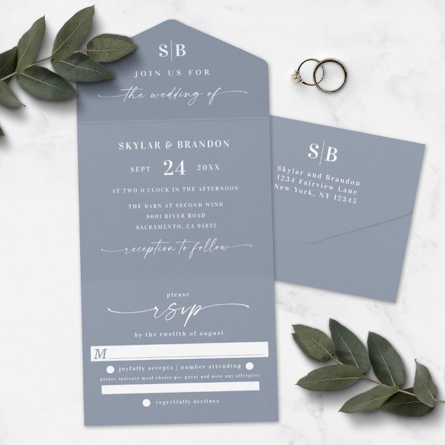 Casamento Simples Monograma e Letra Cursiva Azul P (Criador carregado)