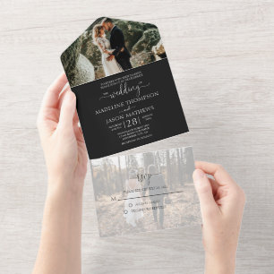 Casamento Simples Preto e Branco 2 Fotos RSVP