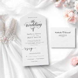 Casamento Simples Preto e Branco de Script Elegant