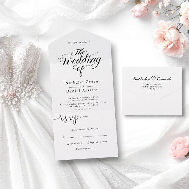 Casamento Simples Preto e Branco de Script Elegant (Criador carregado)