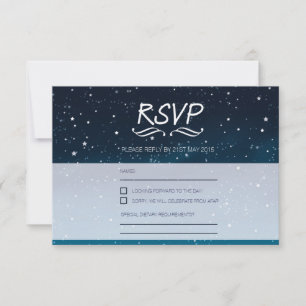 Casamento sob as estrelas RSVP céu noturno azul