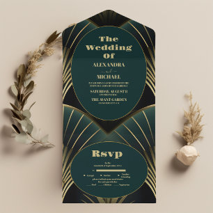 Casamento sofisticado em Deco Verde e Dourado