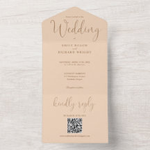 Casamento Soft Peach Código QR Minimalista Moderno