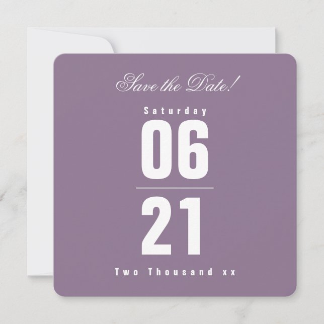 Casamento Solido Roxo Sunset | Salvar a data (Frente)