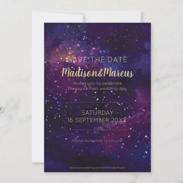 Casamento Starry Evening Sky Watercolor (Frente)
