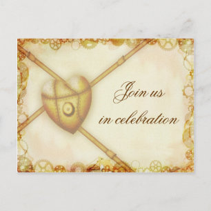 Casamento Steampunk, cartão postal de convite