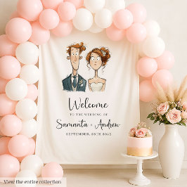 Casamento Tapeçaria Quirky Casal Watercolor Bride