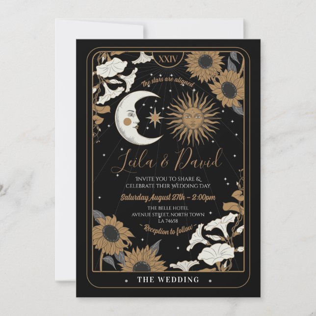 Casamento Tarot Moon Sun Stars O Convite Dos Amant (Frente)