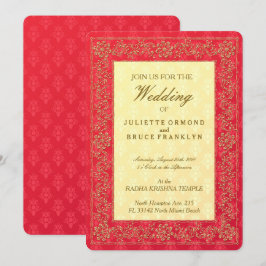 Casamento tema damasco Elegante - Cartão de Convit