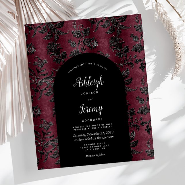 Casamento tema damasco Preto Moody Burgundy do Arc (Criador carregado)