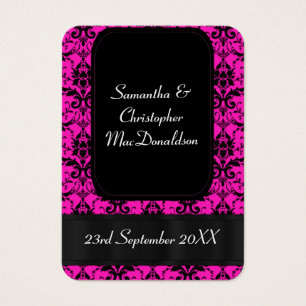 Casamento tema damasco rosa preto favor obrigado v