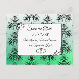 Casamento tema damasco Verde Preto Salve Cartões