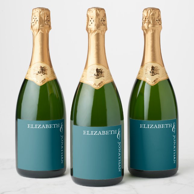 Casamento Tipografia Moderna Azul-Teal Escuro (Garrafas)