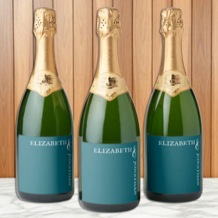 Casamento Tipografia Moderna Azul-Teal Escuro