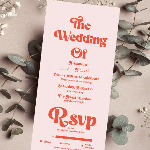 Casamento Tipografia Retro Moderno Rosa e Laranja