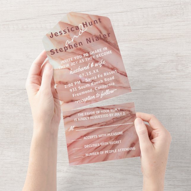 Casamento Todos N Um Convite Bonito a Rosa (Aba destacável)