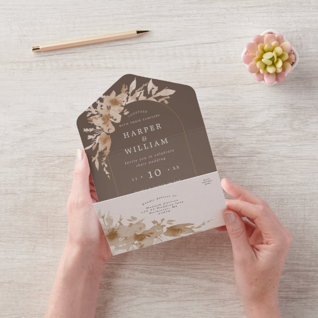 Casamento triplo de flores de pêssego de aquarela (Vídeo)