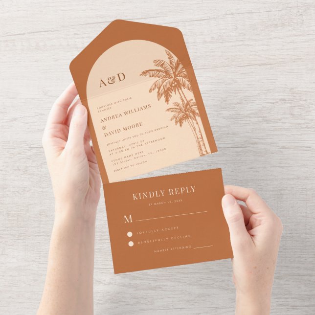 Casamento Tropical Beach Boho de Terracotta Palm T (Aba destacável)