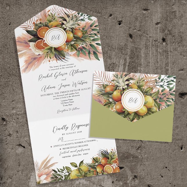 Casamento Tropical Boho Limão Laranja (Criador carregado)