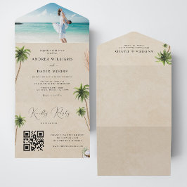 Casamento Tropical de Areia de Palma de Watercolor