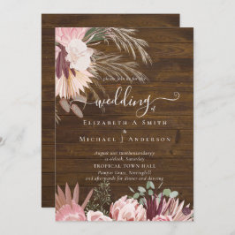 Casamento Tropical de Pampas de Vinho Burgundy