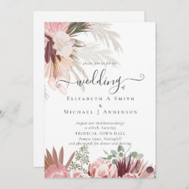 Casamento Tropical de Pampas de Vinho Burgundy