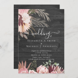 Casamento Tropical de Pampas de Vinho Burgundy