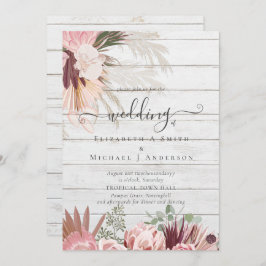 Casamento Tropical de Pampas de Vinho Burgundy