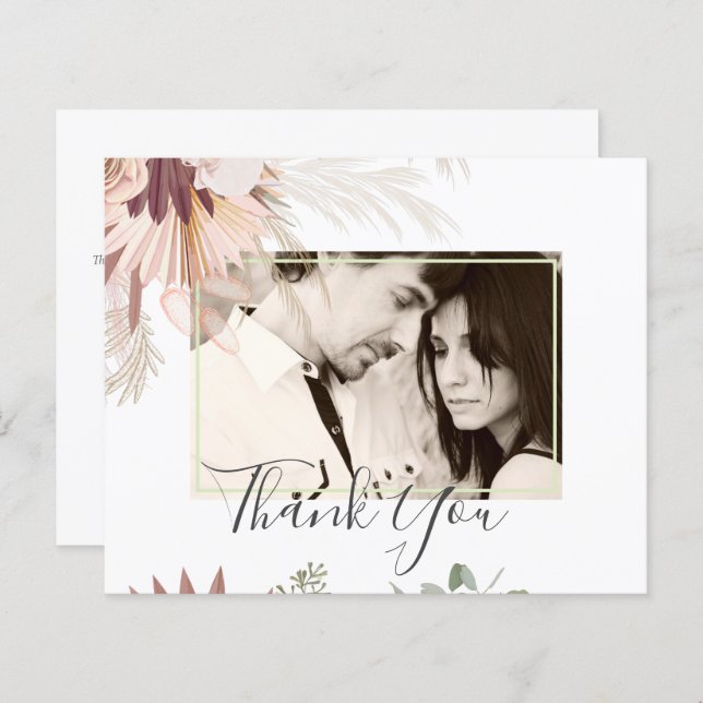 Casamento Tropical de Pampas de Vinho Burgundy (Frente/Verso)