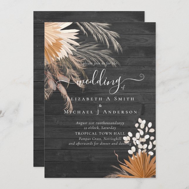 Casamento Tropical de Terracotta Pampas Grass (Frente/Verso)