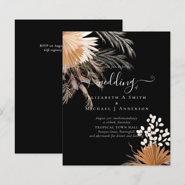 Casamento Tropical de Terracotta Pampas Grass (Frente/Verso)