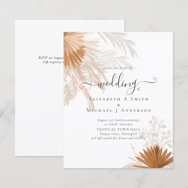 Casamento Tropical de Terracotta Pampas Grass (Frente/Verso)