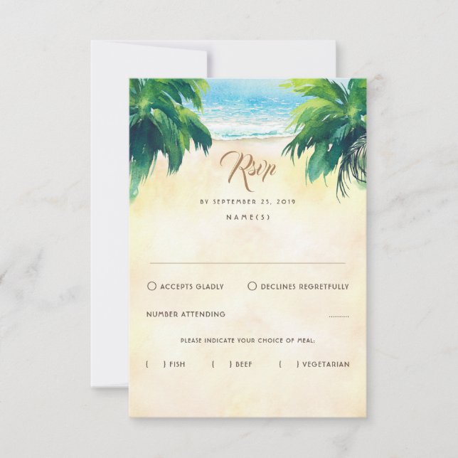 Casamento Tropical Floral Beach RSVP (Frente)
