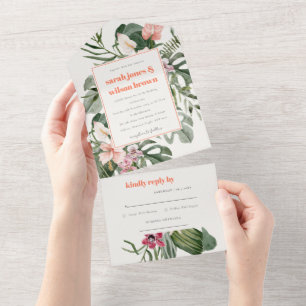 Casamento Tropical Floral Tropical de Peach Blush 