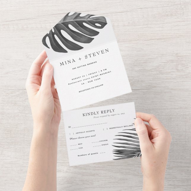 casamento tropical preto e branco moderno (Aba destacável)