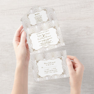 Casamento Único Fleur-de-lis Art Deco Gatsby 20s