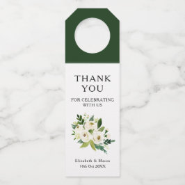 Casamento Verde Branco Floral Obrigado Etiqueta De