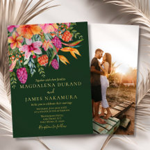Casamento Verde com Flores Coloridas Tropicais