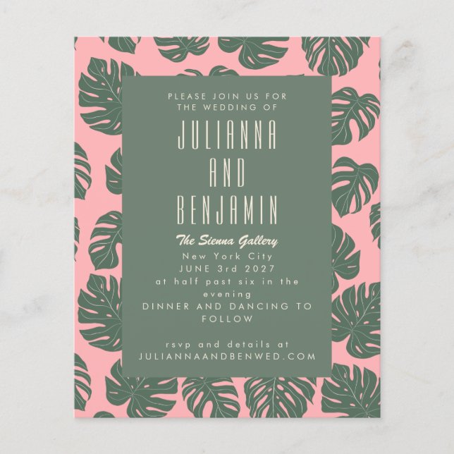 Casamento Verde Cor-de-Rosa Botânica, Planta Monst (Frente)