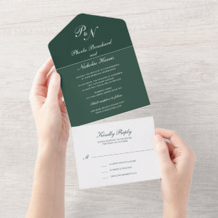 Casamento Verde da Floresta Elegante Simples Monog