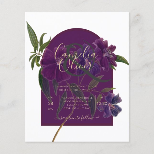 Casamento Verde da Floresta Floral de Plum Purple (Frente)