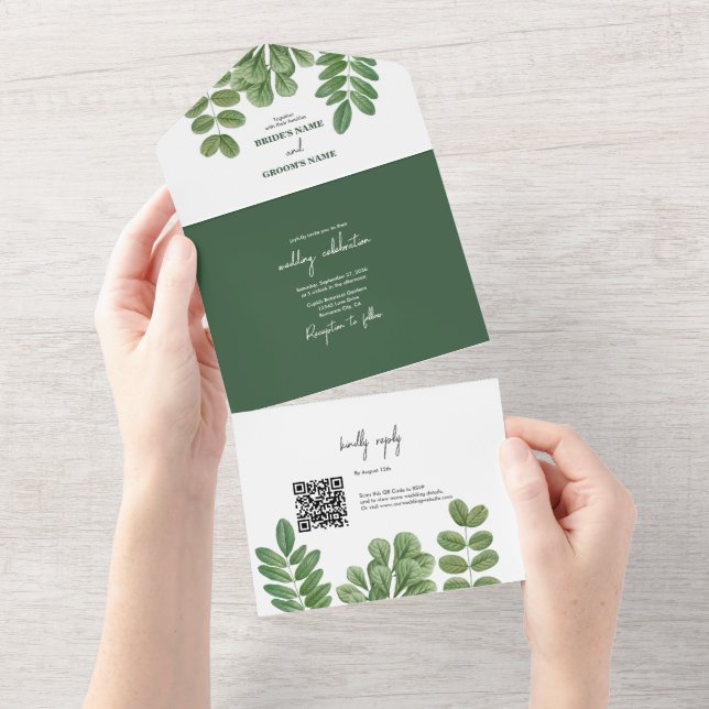 Casamento Verde de Emerald Verde Moderno em Waterc (Aba destacável)