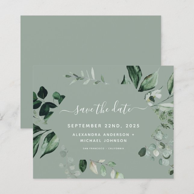 Casamento Verde de Sábado Botânico (Frente/Verso)