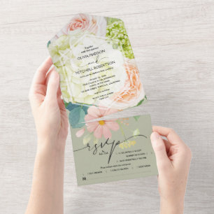 Casamento Verde de Sage Floral de Watercolor