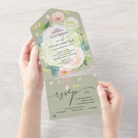 Casamento Verde de Sage Floral de Watercolor