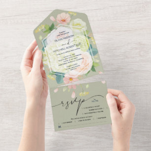 Casamento Verde de Sage Floral de Watercolor