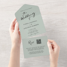 Casamento Verde de Sage Sage com RSVP de Código QR