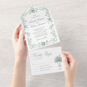 Casamento Verde do Ornamentado Floral Sage